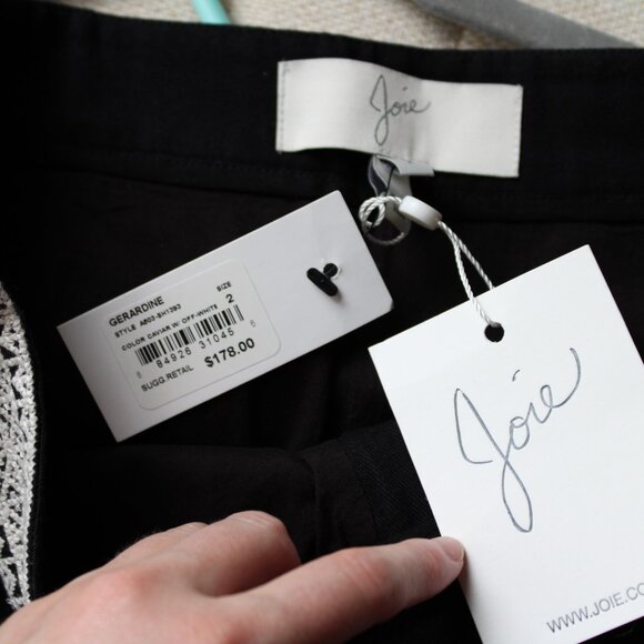NWT Joie Gerardine Black & White Embroidered Shorts Chino Style Size 2 - Picture 6 of 10